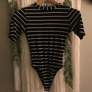 Black and white stripped leotard